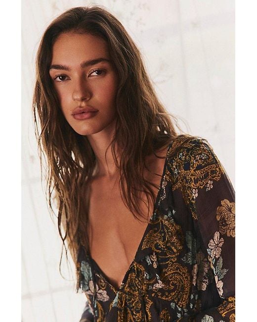 Free People Brown Paisley Petals Maxi Dress