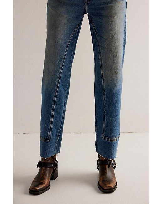 Free People Blue Risk Taker Mid-rise Jeans At Free People In Homegrown, Size: 24