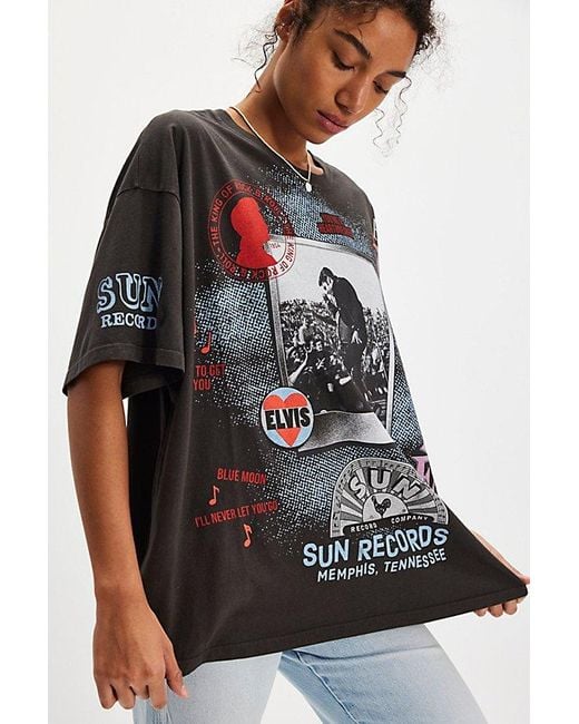 Daydreamer Gray Elvis Presley Oversized Sun Records Tee By
