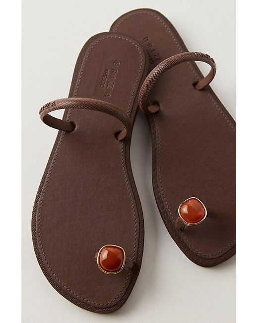 Brizza Arezzo Brown Amber Embellished Sandals By