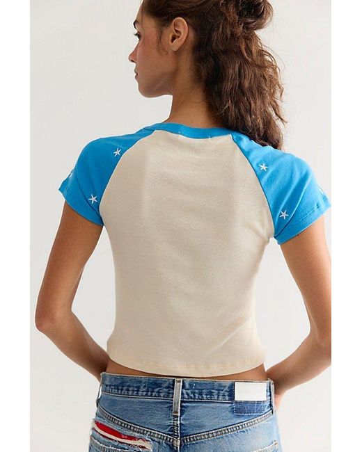 Daydreamer Blue Star Cropped Raglan Sleeve Tee