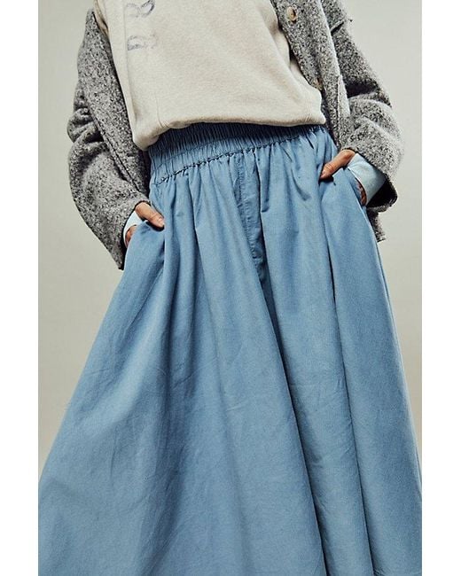Free People Blue We The Free Cord Full Skirt