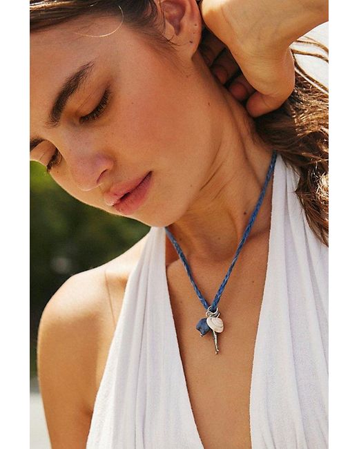 Free People Gray Ride Along Braided Strand Necklace