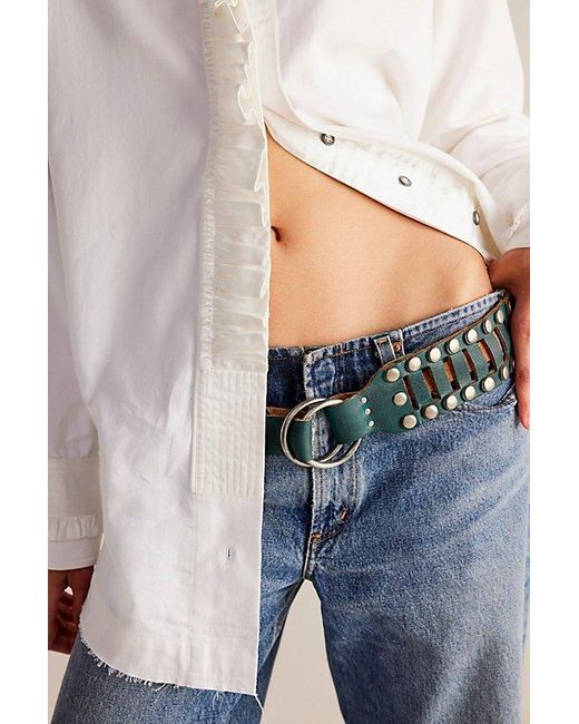 Free People Blue Calgary Belt At Free People In Hunter Green, Size: S/m