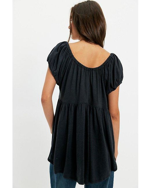 Free People Black Bella Babydoll Top