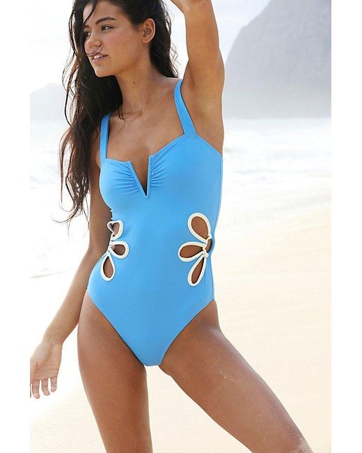 Follow Suit Blue Flora One-Piece Swimsuit