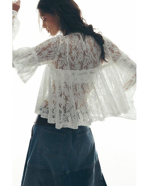 Free People Gray Lilabeth Lace Top