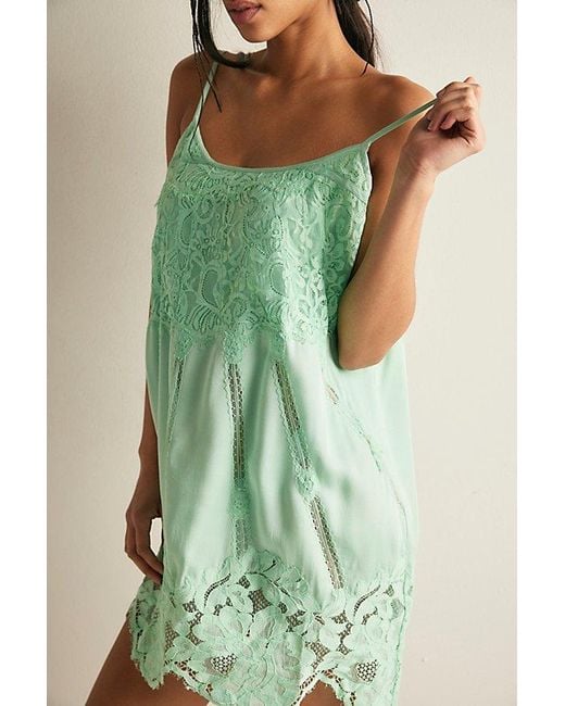 Free People Green Sweet Heirloom Mini Slip Dress