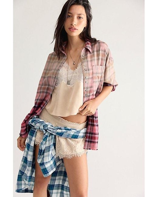 Free People Multicolor Lexi Plaid Button Down Top