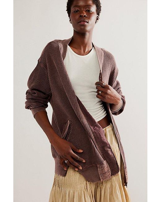 Free People Brown Fp One Lupo Bomber Cardi
