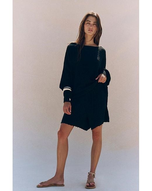Free People Blue Rowan Sweater Short Set