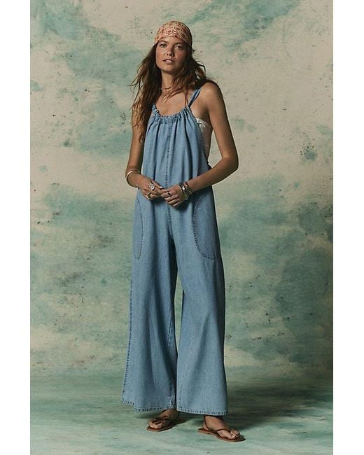 Free People Blue Freebird Jumpsuit