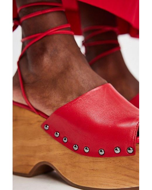 Free People Red Front Row Wrap Clogs