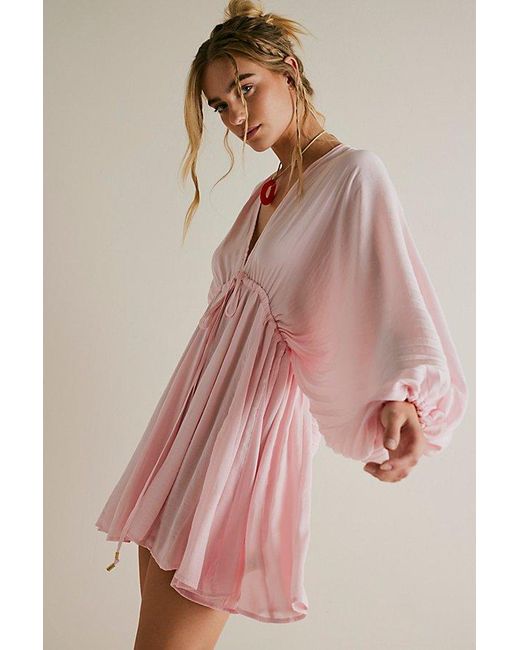 Free People Pink Arzel Mini Dress At In Cotton Candy, Size: Xs
