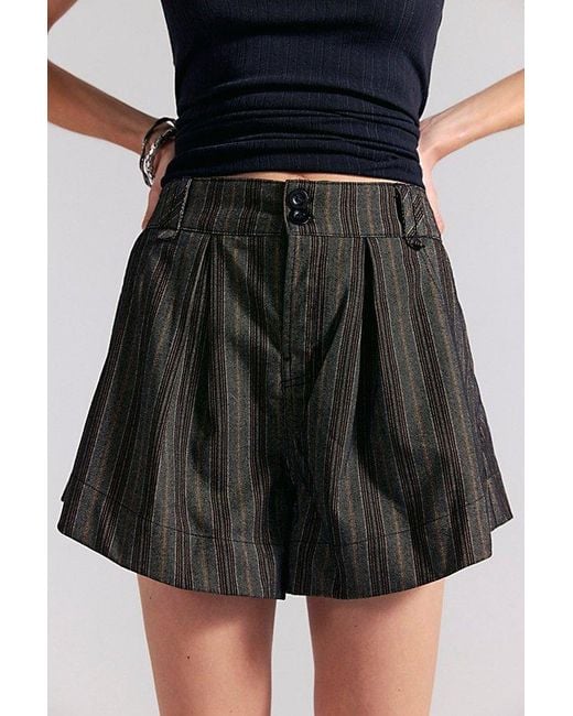 Free People Black Marina Menswear Trouser Shorts