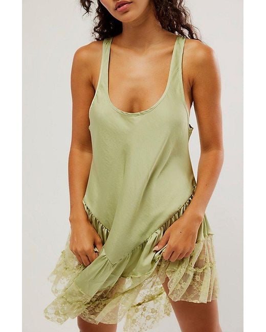 Free People Green Young And In Love Mini Slip