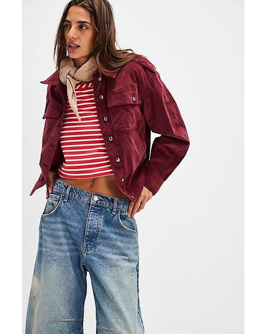 Free People Officer Velvet Jacket in Red Lyst UK