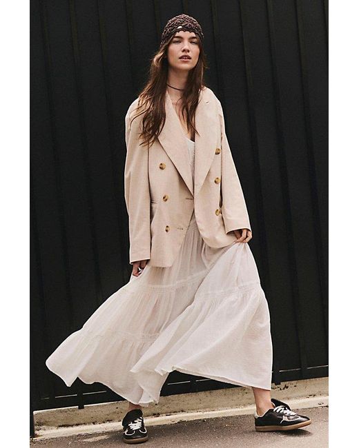 Free People Natural Dean Double Breasted Blazer Jacket
