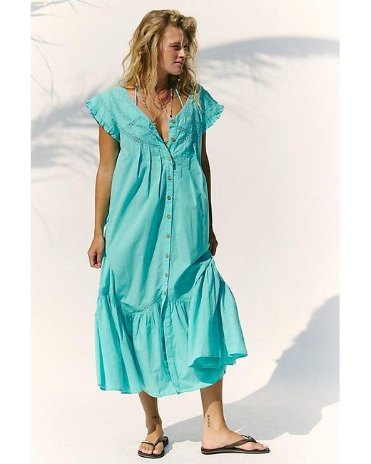 free-est Green Aster Midi Dress By