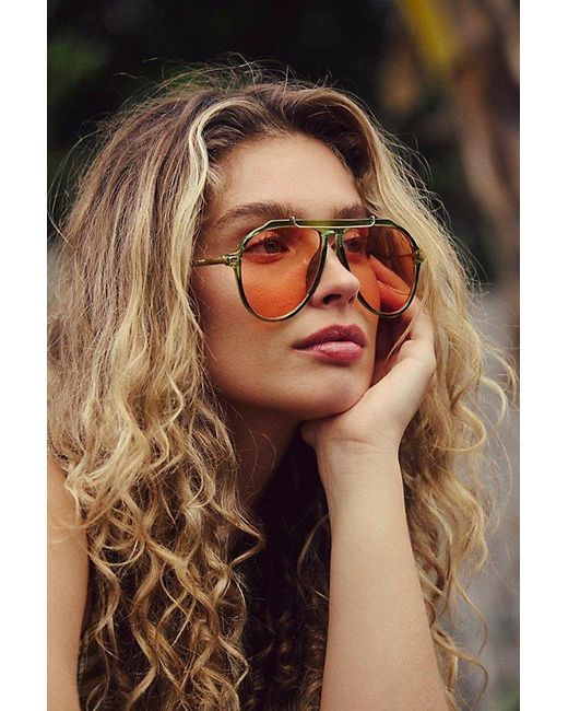 Free People Natural Ventura Oversized Aviator Sunglasses