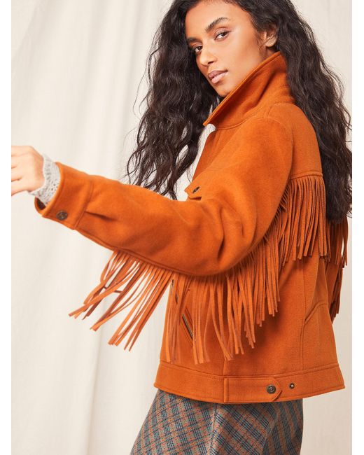 Orange clearance fringe jacket