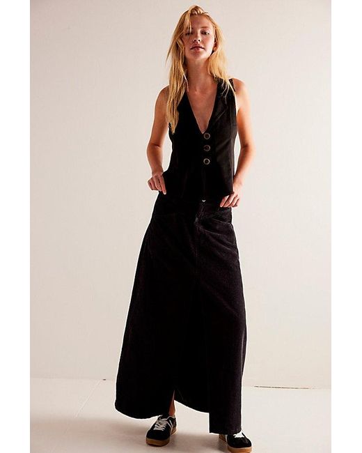 Free People Come As You Are Cord Maxi Skirt At Free People In Black, Size: Us 4