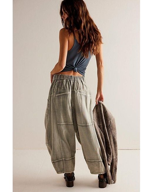 Free People Ride Out Barrel Moto Pants in Gray