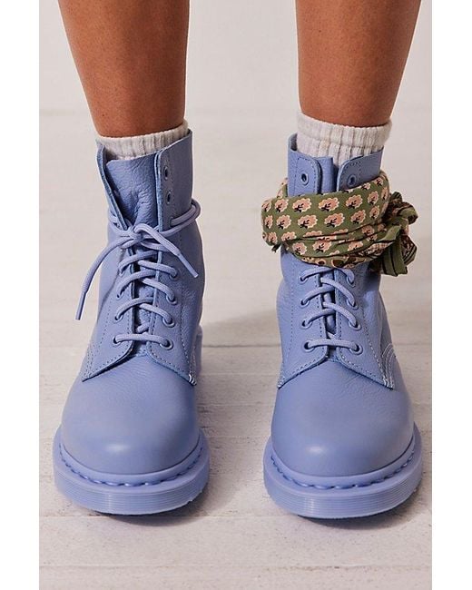 Free People Dr. Martens 1460 Mono Lace-up Boots in Blue | Lyst