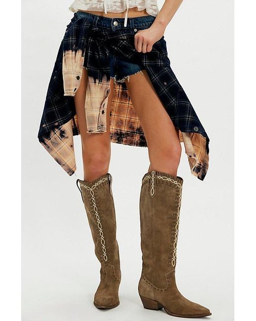 Free People Stitched-Up Western Boots in Black | Lyst