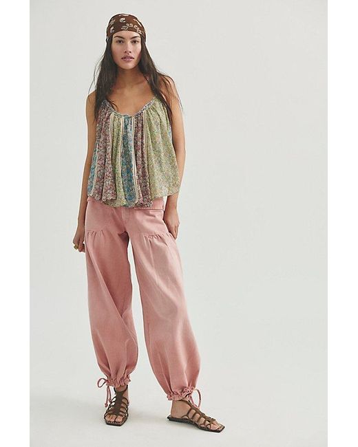 Free People Green Costa Printed Tank Top