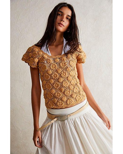 Free People Brown We The Free Alicia Crochet Sweater