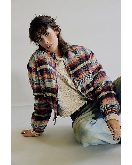 Free People Multicolor Birdie Flannel Track Jacket
