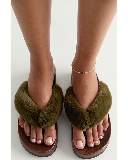 Seychelles Brown Ocean Ave Fuzzy Thong Sandals By