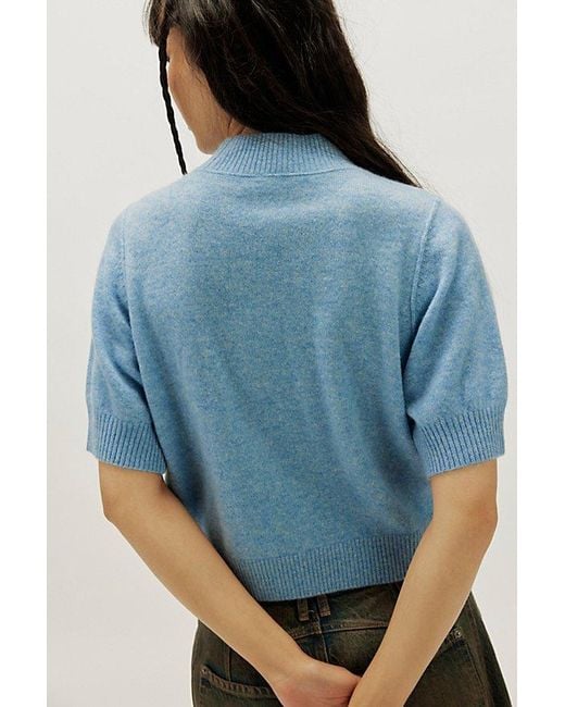 Free People Blue Solid Twilight Cashmere Turtleneck Sweater