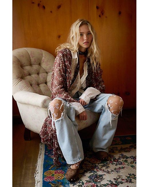 Free People Multicolor High Low Printed Duster Top