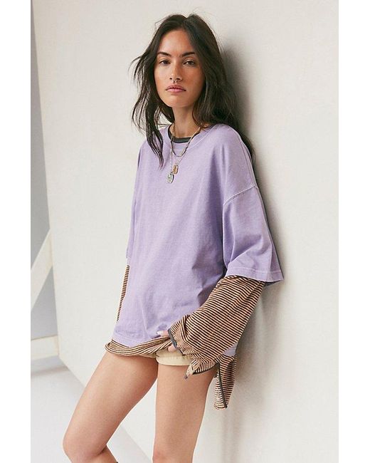 Free People Purple Perfect Oversized Tee
