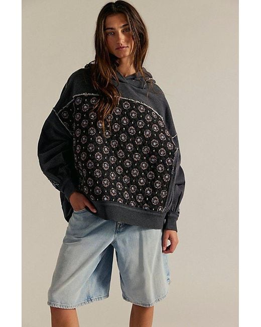 Free People Black Get Ditsy Hoodie