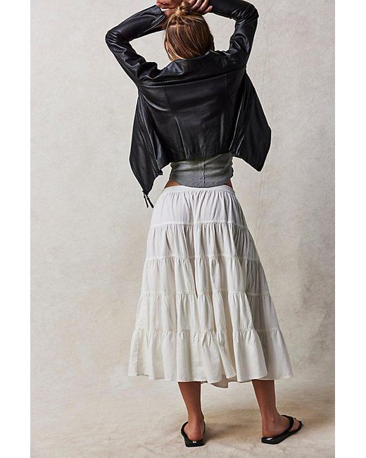 Free People Natural In Full Swing Midi Skirt At In Ivory, Size: Small