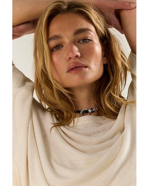 Free People Natural Boxy Crew-Neck Silk Tee