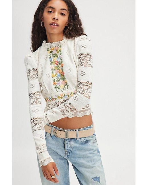 Free People White Garden Grace Top