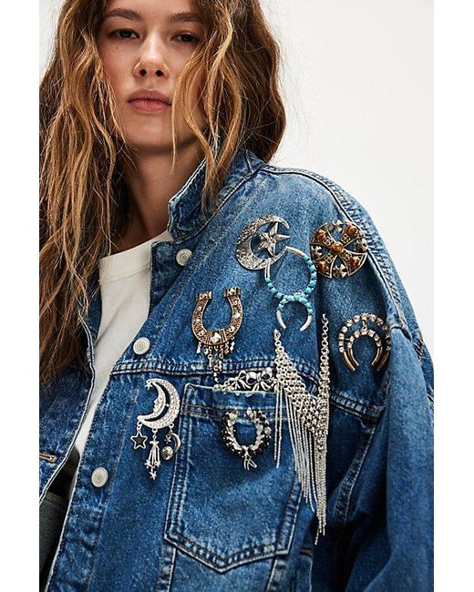 Free People Blue Opal Swing Denim Jacket