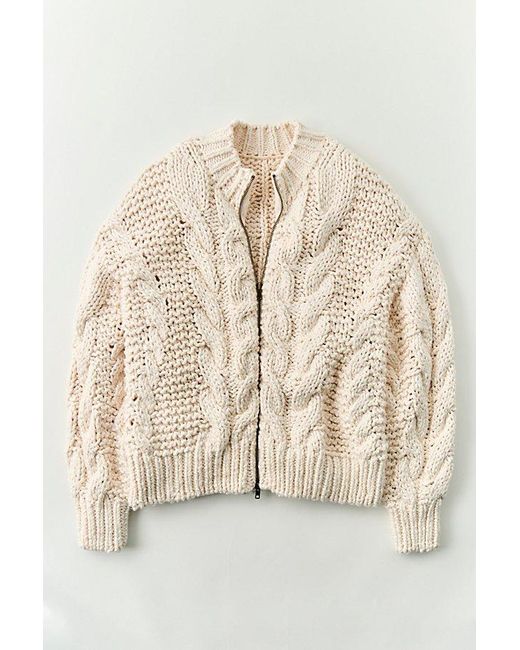 Free People Natural Lola Cable Knit Cardi