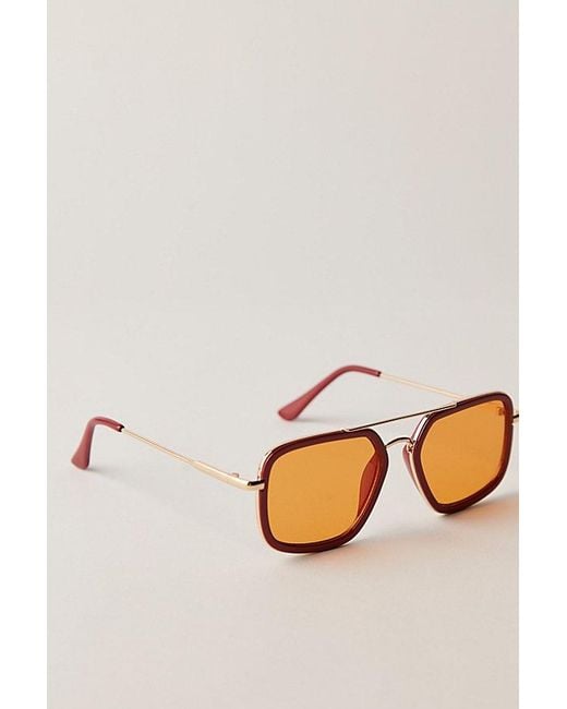 Free People Orange Luna Classic Tinted Aviator Sunglasses