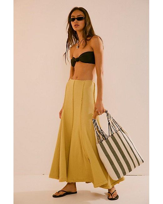 Free People Yellow Caught In The Moment Maxi Skirt
