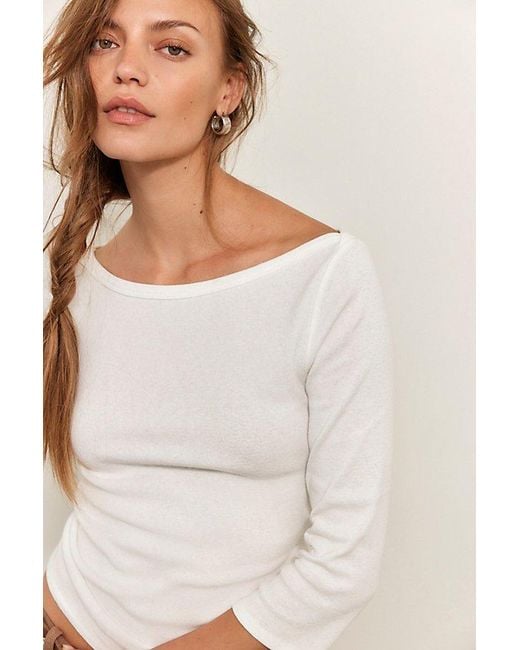 Free People Natural Atlas Boat Neck Top