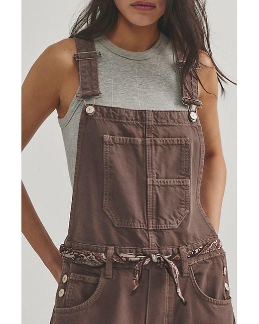 Free People Multicolor We The Free Good Luck Barrel Overalls