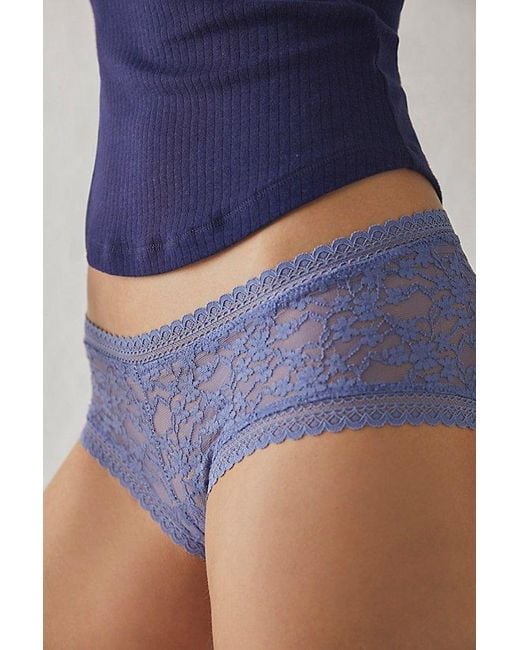 Intimately By Free People Blue Low-rise Daisy Lace Boyshort Knickers