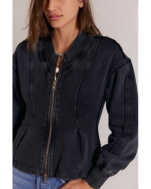 Free People Blue Ziggy Zip-Up