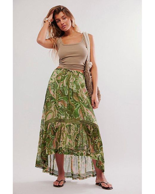Free People Green Fp One Montana Printed Maxi Skirt