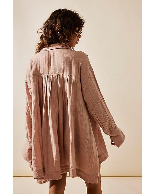 Free People Brown The Voyager Shirtdress At In Timber Wolf, Size: Xs